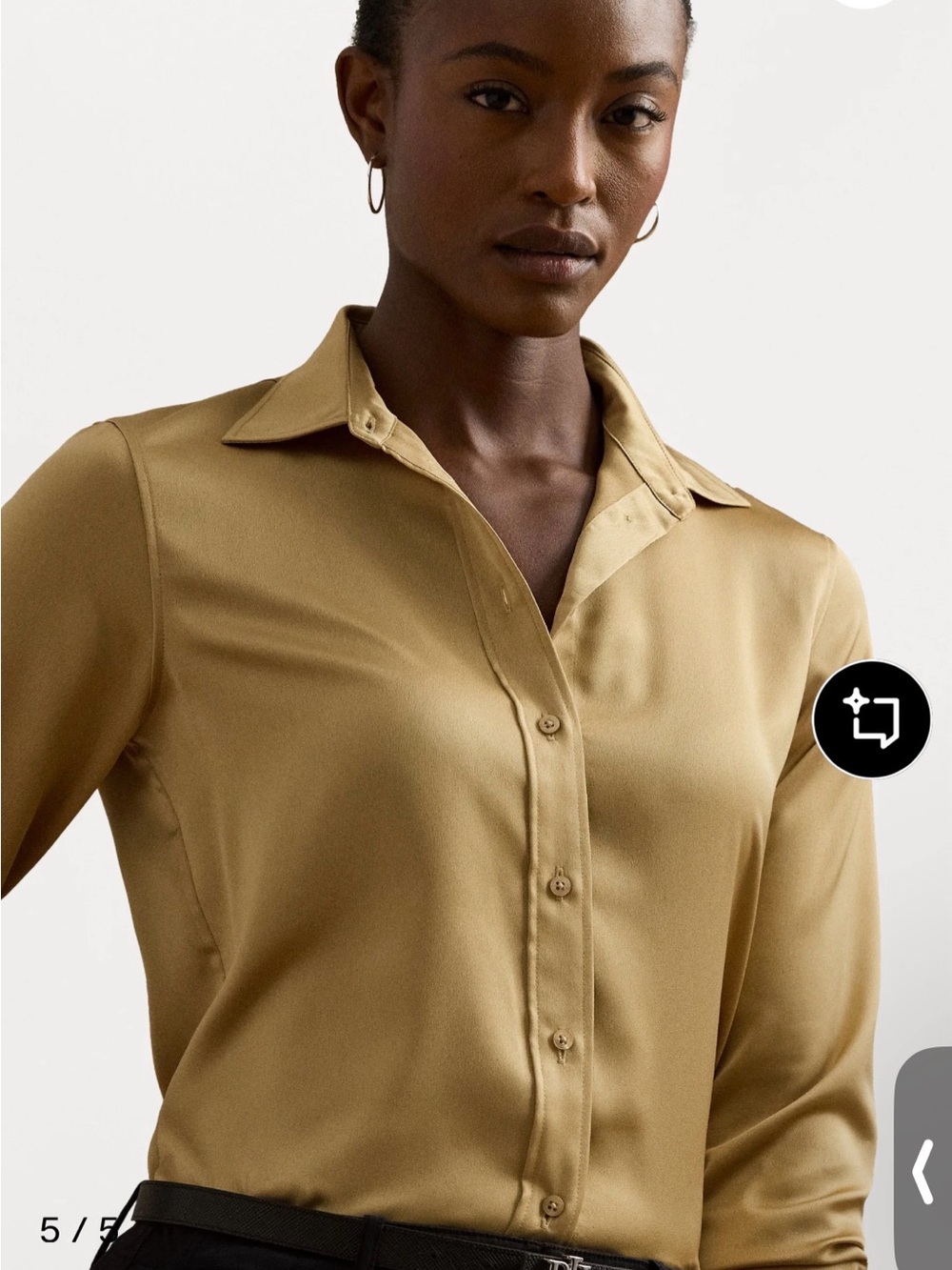 Ralph Lauren Classic Fit Satin Charmeuse Shirt Button-down blouse - camel